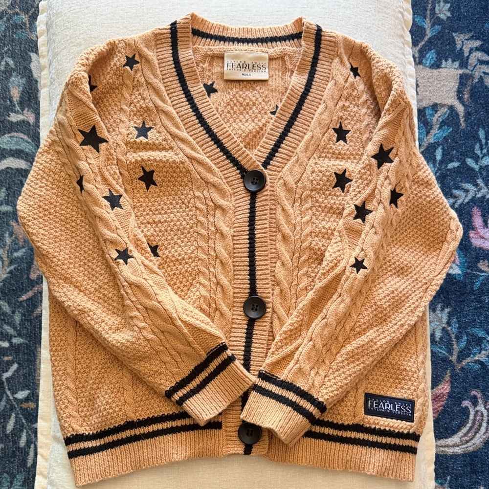 Women's Tan Cable Knit Star Cardigan Sweater